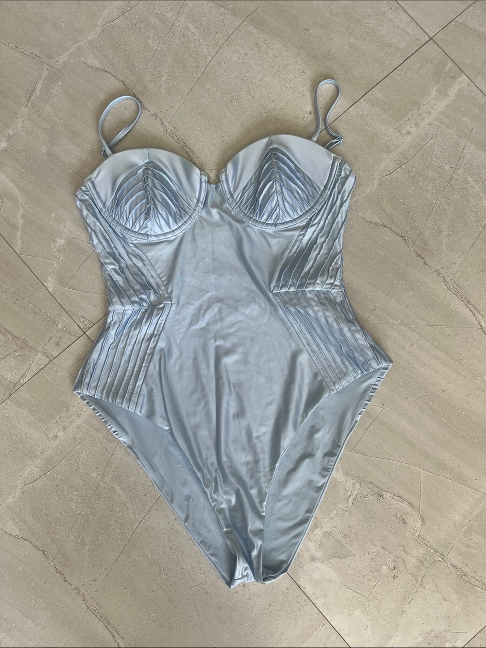 Devon Windsor Light Blue One-Piece Swimsuit with Structured Cups - Medium